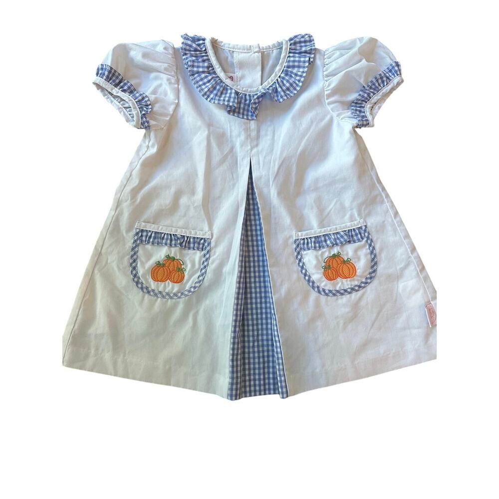 Posh Pickle Fall Smock 9m pumpkin gingham